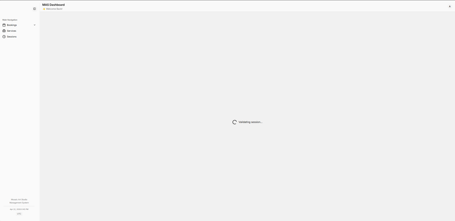 Session validation loading screen